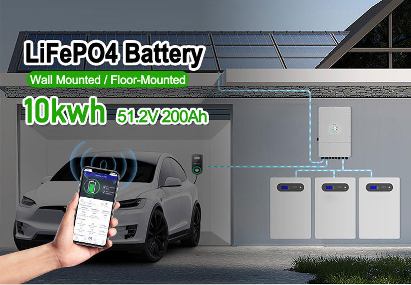 Home Wall-Mounted Energy Storage Battery 51.2V 200ah Lifepo4 10KWH Solar System Battery 5KW 10KW 15KW Acceptable Wifi bluetooth Home Wall-Mounted Energy Storage Battery 51.2V 200ah Lifepo4 10KWH Solar System Battery 5KW 10KW 15KW Acceptable Wifi bluetooth